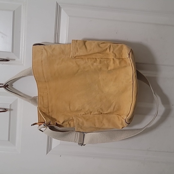 LILY QUEEN YELLOW CANVAS TOTE CROSSBODY SHOULDER ADJUSTABLE STRAP M - Picture 3 of 13